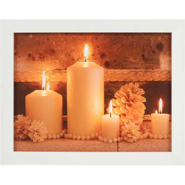 Wohnando LED Dekoobjekt LED Wandbild Kerzen: Stimmungsvolle Wanddekoration für die Winterzeit