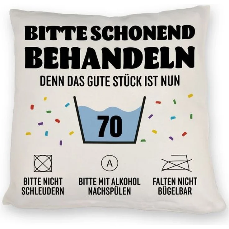speecheese Dekokissen Bitte schonend behandeln - 70. Geburtstag Kissen – Bild 2