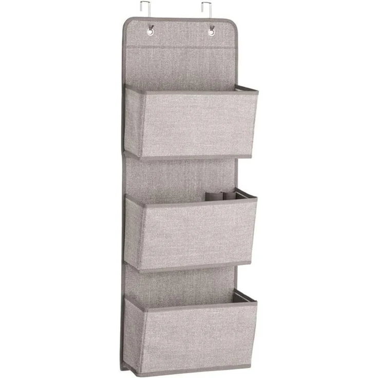 Hängeaufbewahrung Taschengarderobe mDesign Hängesystem mit 3 Taschen Leinen – Bild 7