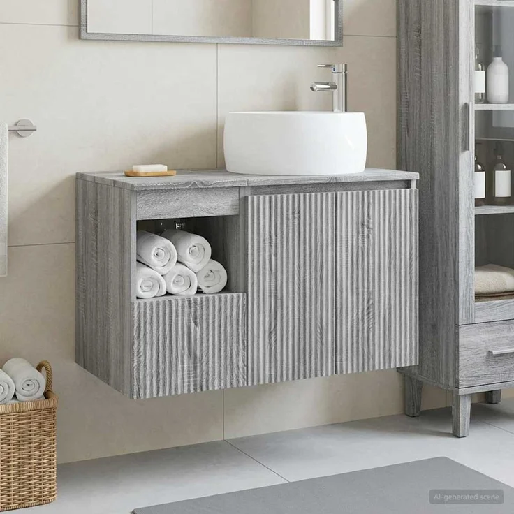 vidaXL Badezimmerschrank-Set 2 stk. Grau Sonoma 79,5 x 44,5 x 80 cm 3404100 – Bild 1