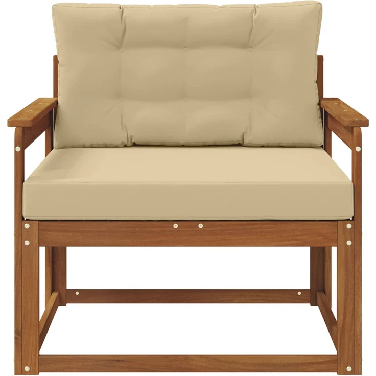 vidaXL Outdoor Mittelsofa Massivholz Akazie Natur und Beige 3436260 – Bild 3
