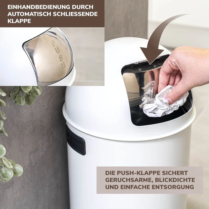 eluno Mülleimer Pushmülleimer 25 Liter aus Stahlblech, abnehmbarer Deckel – Bild 3