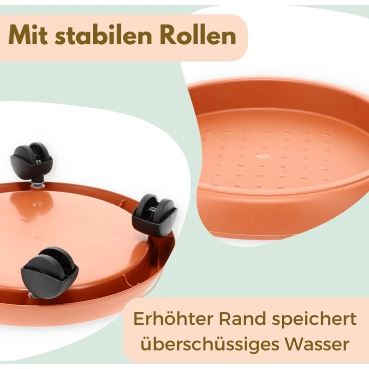 Pflanzenroller Rund Rollbrett Pflanzen Untersetzer Blumenroller Outdoor Pflanzenuntersetzer Blumentopf Untersetzer mit Rollen Pflanzenroller Rund 35 cm – Bild 4