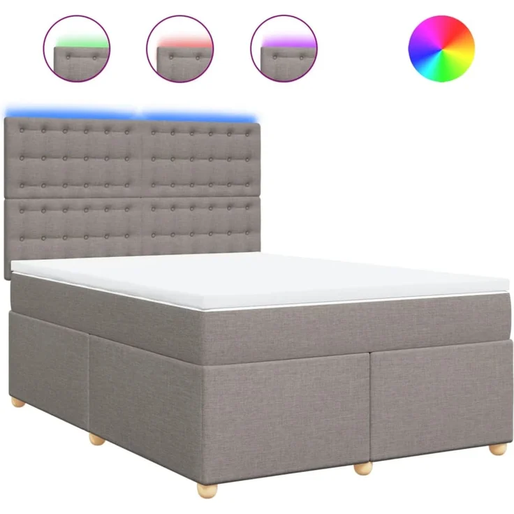 vidaXL Boxspringbett mit Matratze Taupe 160x200 cm Stoff 3293649 – Bild 2