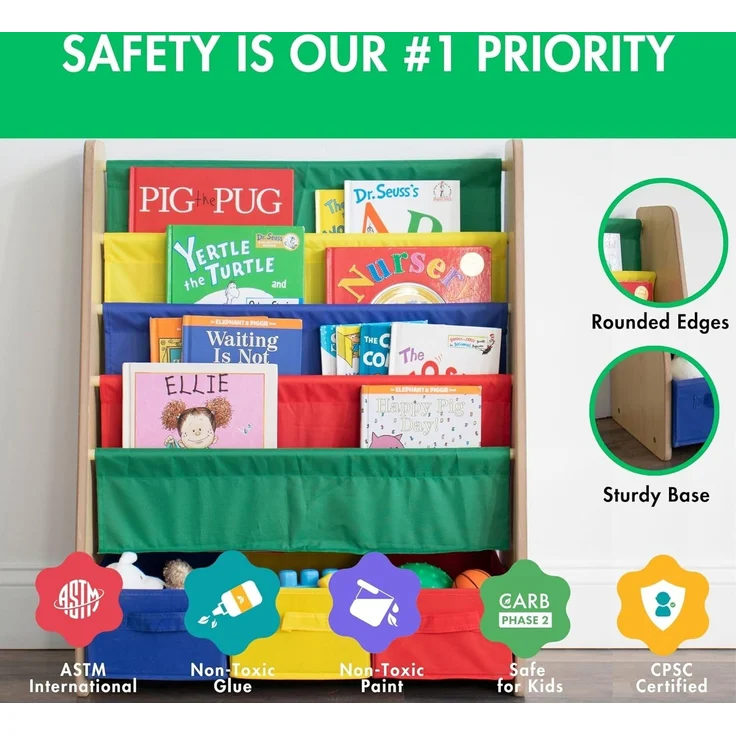 Humble Crew buntes Kinder-Bücherregal in Primärfarben! 4 Etagen für Bücher, ideal für Kinderzimmer. Jetzt fröhliche Ordnung schaffen! Kaufen – Bild 4