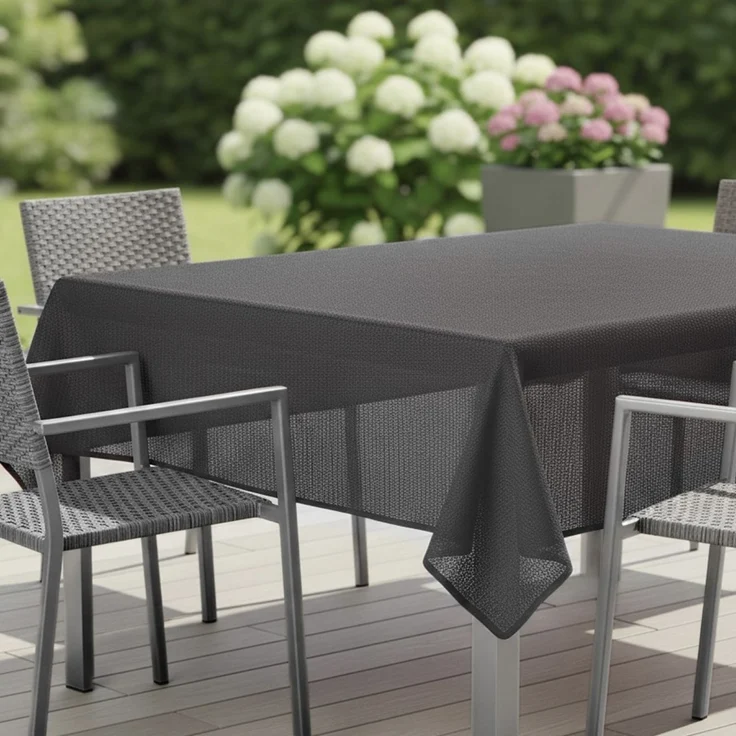 Garten Tischdecke 140 x 180 cm für Garten, Terrasse und Balkon - oval, wasserfest & pflegeleicht Anthrazit – Bild 6