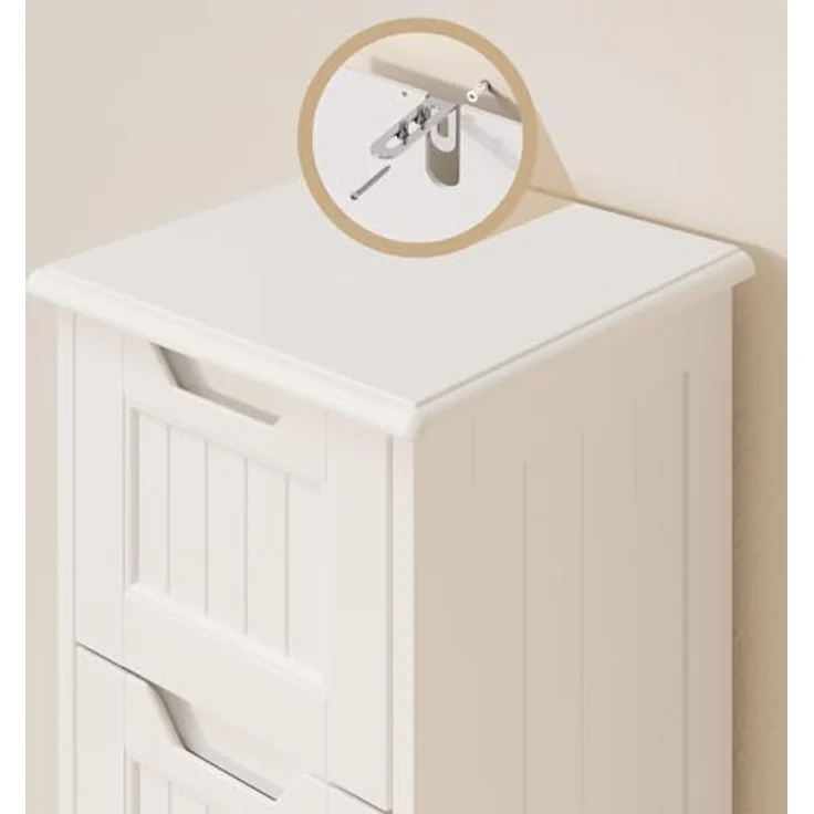 Bealife Badschrank Schubladenkommode Beistellschrank mit 4 Schubladen Geeignet für Badezimmer Schlafzimmer Küche Flur Weiß – Bild 7