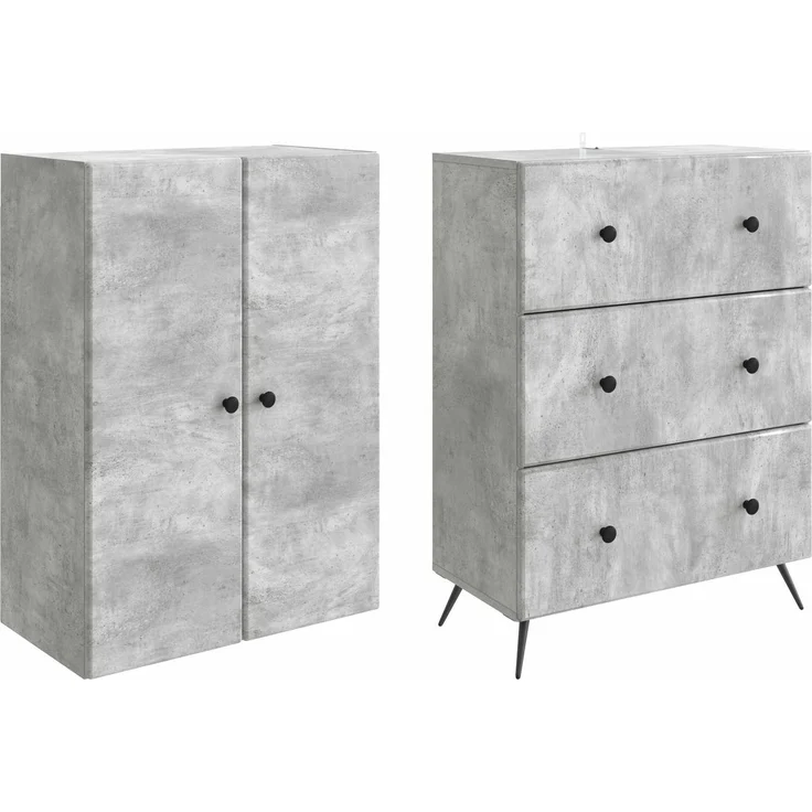 vidaXL Schrankset 2 pcs Betongrau 66 x 34,5 x 90 cm Holzwerkstoff 3416883 – Bild 3