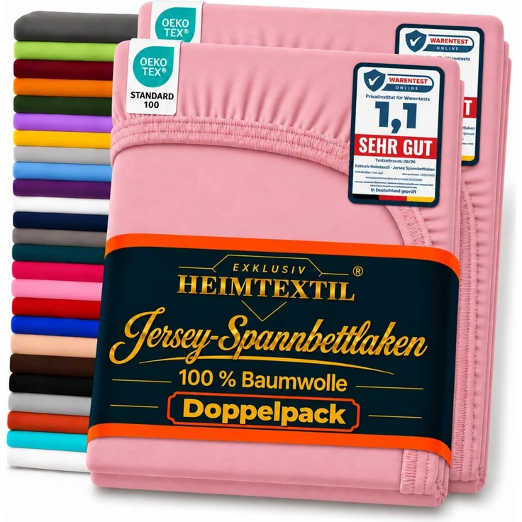 Doppelpack Jersey Spannbettlaken Premium Rosa 60 x 120 - 70 x 140 cm – Bild 1