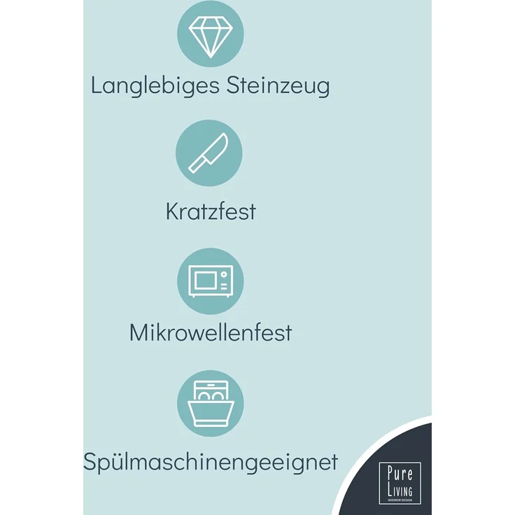 Steingut Geschirrset 6 Pers. Ibiza 18-tlg Hochwertiges Mediterranes TEST SEHR GUT Steingut Geschirr Set - Schüssel- und Teller Set - Tafelservice 6 Personen Geschirrsets Pure Living in Salbeigrün – Bild 5
