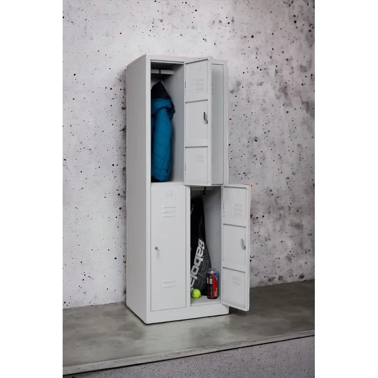 Garderobenschrank 4- türig grau