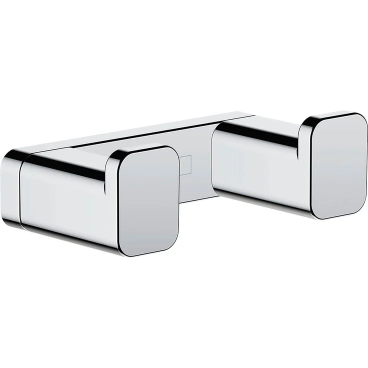 hansgrohe Handtuchhaken AddStoris, Badezimmer, (Handtuchhaken doppelt, Befestigungsmaterial, Montageanleitung), kratzfest und rostfrei – Bild 1