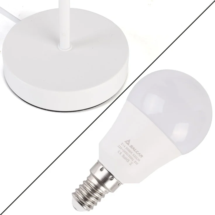 SALCAR LED Weihnachtsstern Beleuchtet Fenster 55cm, Papierstern Weihnachten mit E14 Lampe, 3D Leuchtstern Stehend Adventsstern mit Eisensockel Fuß, Weiß – Bild 4