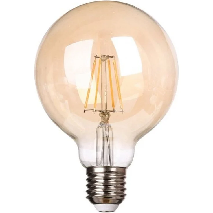 TRANGO LED-Leuchtmittel, E27003 LED E27 2500 Kelvin warmweiß Gold farbig - 4 Watt - 400 Lumen, Filament G95 Lampe, Amber Vintage Glühbirne, LED Edison Retro Leuchtmittel G95 Abstrahlwinkel 360°, 1 St. – Bild 4