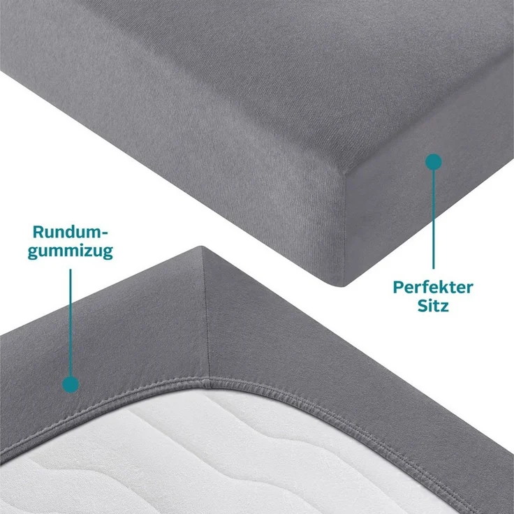 OTTO home Spannbettlaken Cremona für Matratzen bis 30 cm Höhe, Jersey (145 g/m), Gummizug: rundum, (1 Stück), NEU! 96% Baumwolle & 4% Elasthan, in Basic, Komfort & Premium Qualität – Bild 4