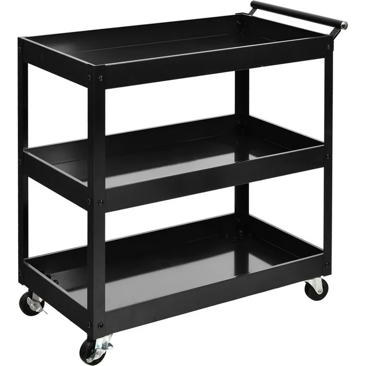 COSTWAY Küchenwagen, auf Rollen, mit 3 Ebenen & Griff, 76 x 38 x 79cm