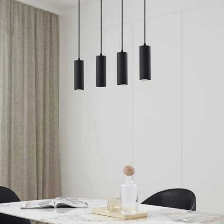 Lindby Pendelleuchte 'Joffrey', Hängelampe aus schwarzem Metall, 4-flammig, für Wohnzimmer & Esszimmer – Bild 4