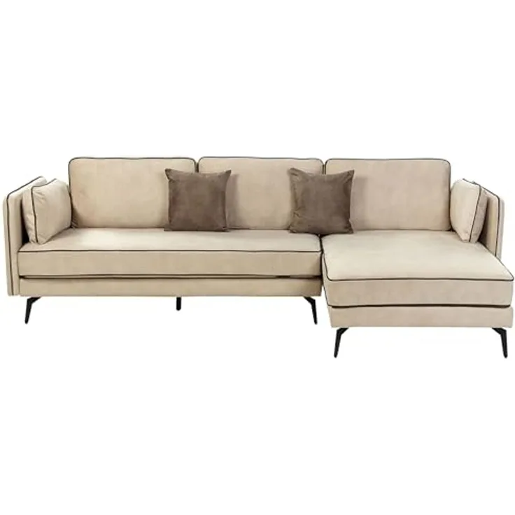 Ecksofa ALTAN Samtstoff Beige Linksseitig