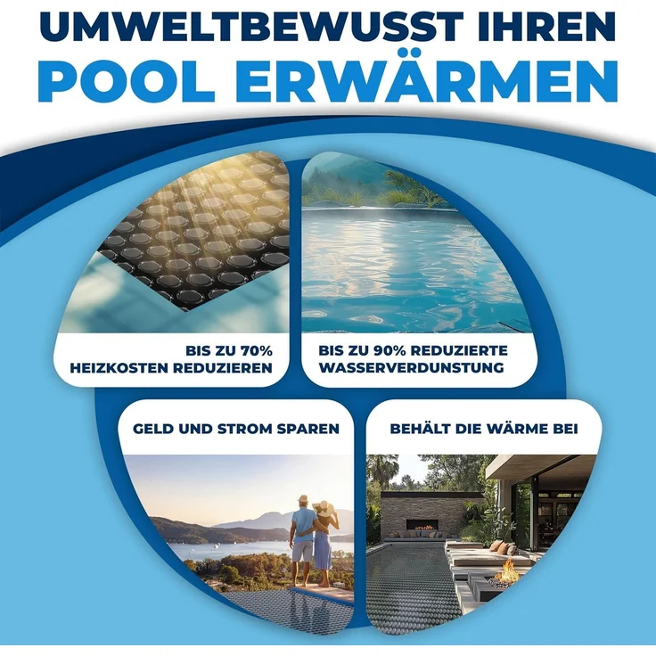 KESSER® Pool Solarfolie 400 µm | Solarplane Poolabdeckung | Solarabdeckplane flexibel zuschneidbar | Poolplane für Wassererwärmung | Solarabdeckung mit Schere, Lochzange & 12 Ösen Schwarz, Ø 600 cm – Bild 6