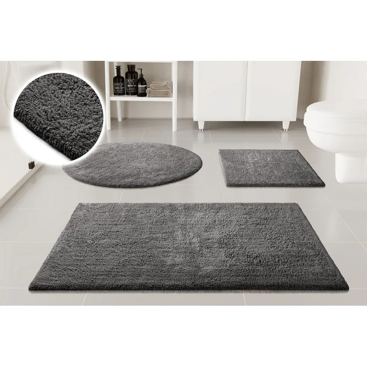 OTTO home Badematte Selenne, uni, viele Farben, Badvorleger, Badezimmer Teppich, Höhe 20 mm, rutschhemmend beschichtet, fußbodenheizungsgeeignet, Baumwolle, rund, Badteppich, getuftet, modern, Uni, antirutsch, flauschig, Baumwolle