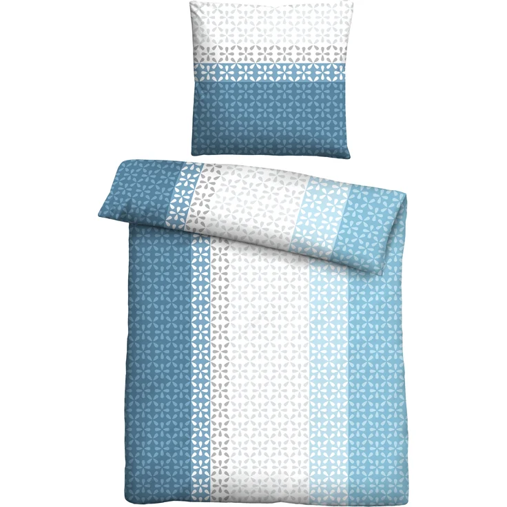Traumhaft schlafen - Castell - Markenbettwäsche Mikrofaser Bettwäsche 0561118 LÄNGSSTREIFEN, azurblau, 1x 155x220 cm + 1x 80x80 cm – Bild 1
