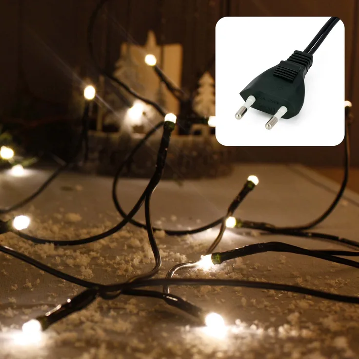 hellum Lichterkette 50 LED, 7,35m Länge, Lichterkette innen, klassisch warmweiß,