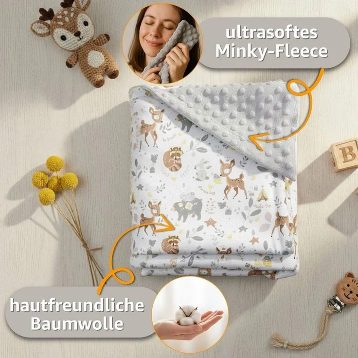 Einschlagdecke Einschlagdecke Babyschale Decke Kinderwagen 90x90cm - universal baby, Totsy Baby – Bild 3