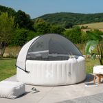 HOME DELUXE Outdoor-Whirlpool 'Splash', Ø 208 cm, für 6 Personen, inkl. Kissen, Getränkehalter & Sonnendach, Beton-Optik