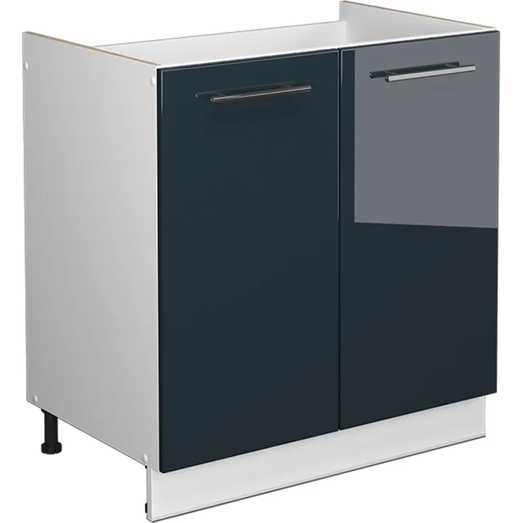 Spülenunterschrank Fame-Line Dunkelblau Hochglanz 80 cm ohne Arbeitsplatte Vicco – Bild 1