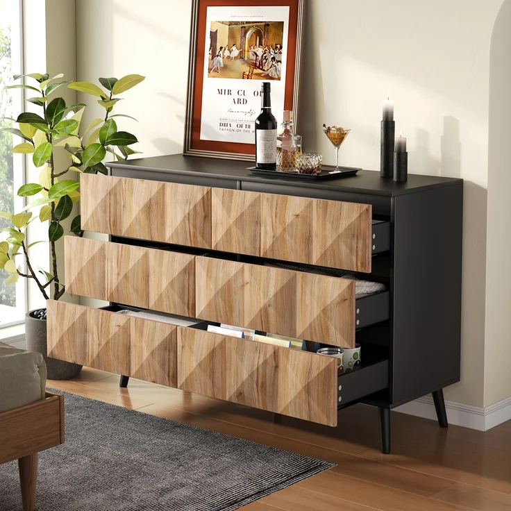 Merax Sideboard und die Kommode zeichnen sich durch eine Kombination, Schwarz und Holz – Bild 5