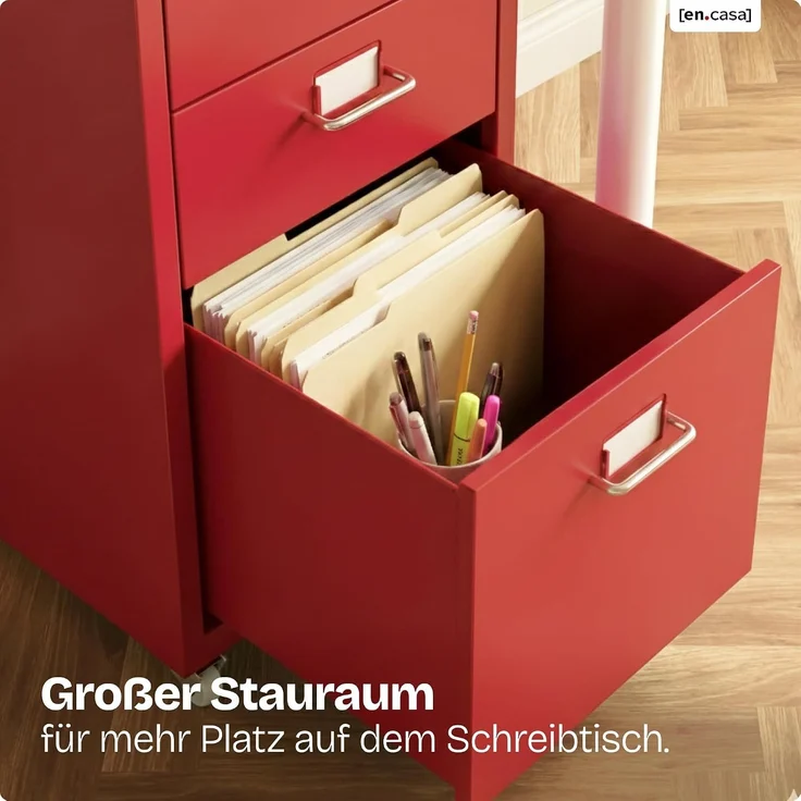 Rollcontainer Kökar mit 5 Schubladen 69x28x41 cm Rot [en. casa] – Bild 5