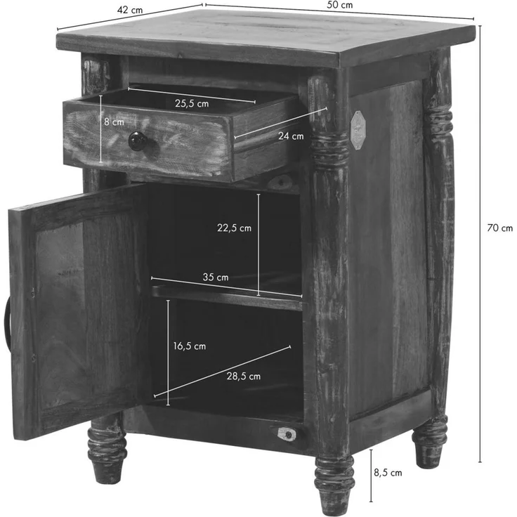 Nachttisch Altholz 50x42x70 mehrfarbig lackiert FABLE #03 – Bild 7
