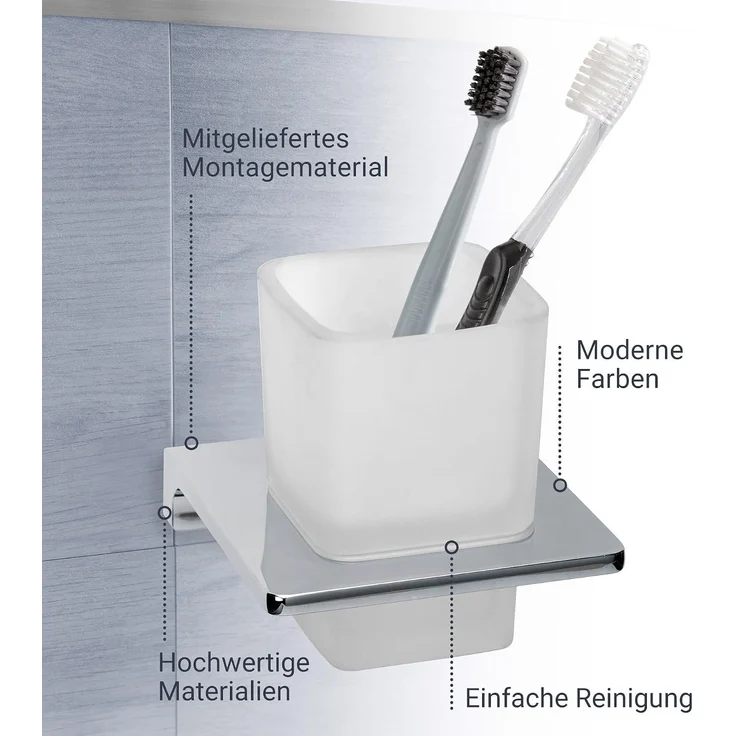 BadeDu SIRIUS Glas mit Halter Chrom – Bild 4