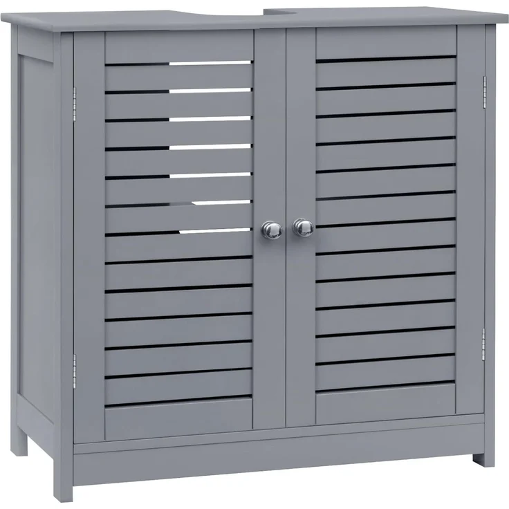 EUGAD Waschbeckenunterschrank, Badezimmer Unterschrank Waschbecken, stehender Badschrank 60 x 60 x 30 cm, mit 2 Lamellentüren, Verstellbarer Ablage, Grau