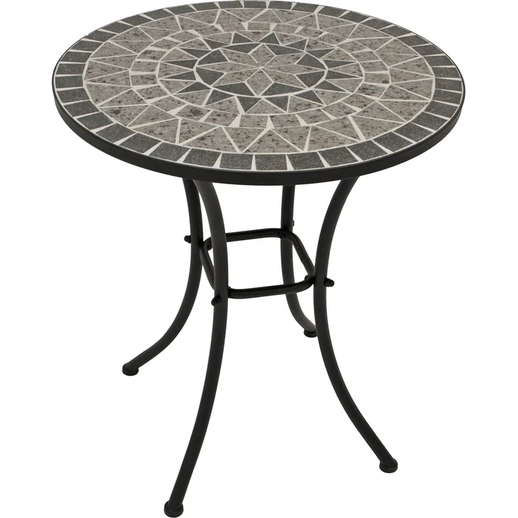DEGAMO SIENA Bistrotisch, Metall + Mosaik, schwarz/grau, 60cm rund – Bild 1