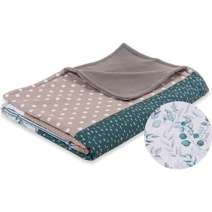 ULLENBOOM ® Babydecke 70x100 cm, Für Winter geeignet, Eukalyptus (Made in EU) - Baby Kuscheldecke aus OEKO TEX Baumwolle & Fleece, ideal als Kinderwagendecke oder Spieldecke