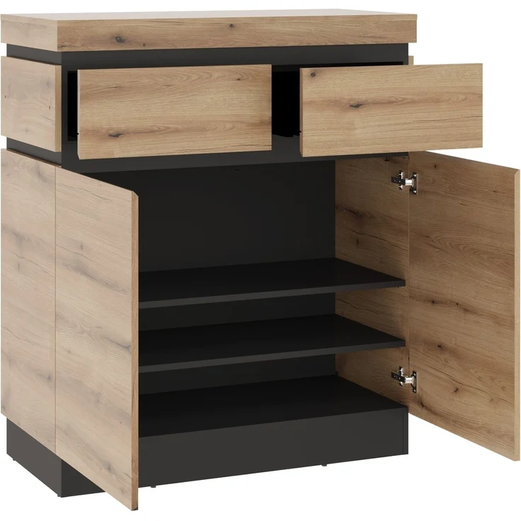 Kommode >CORTE< in Coast Evoke Eiche Dekor/Kosmos Grau - 100x115,3x45cm (BxHxT) – Bild 3
