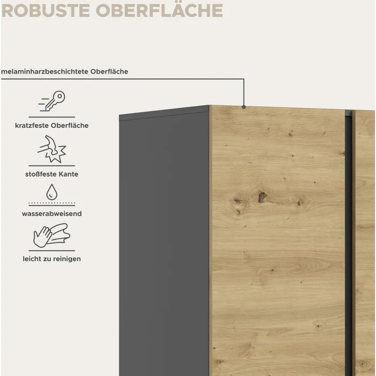 Anga Kleiderschrank 2-türig in Artisan Eiche Nachbildung – Bild 8