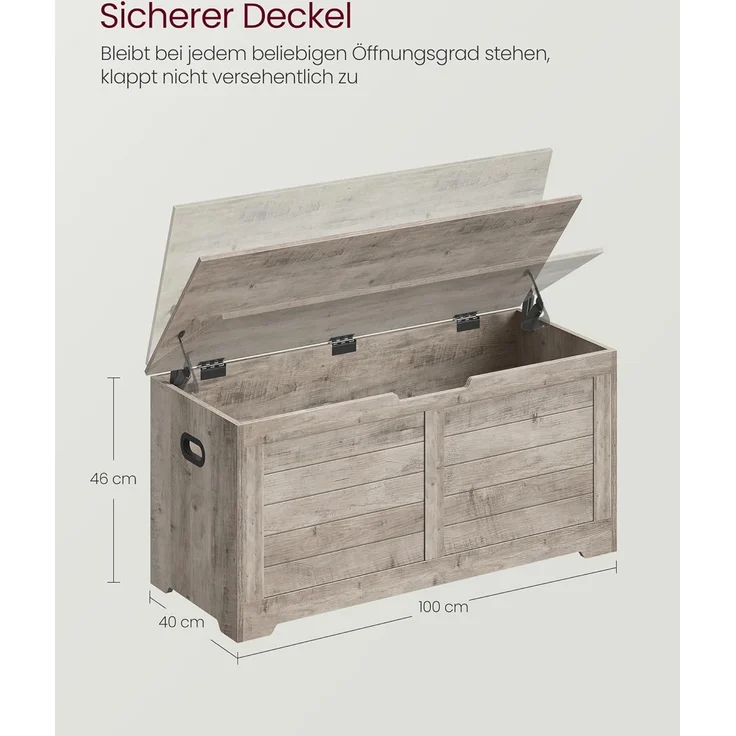 Vasagle Sitzbank, Aufbewahrungsschrank, Spielzeugtruhe, Schuhbank, Sitztruhe, Aufbewahrungsbox,100 x 40 x 46 cm, Greige meliert von Songmics LSBDE061K02 – Bild 3