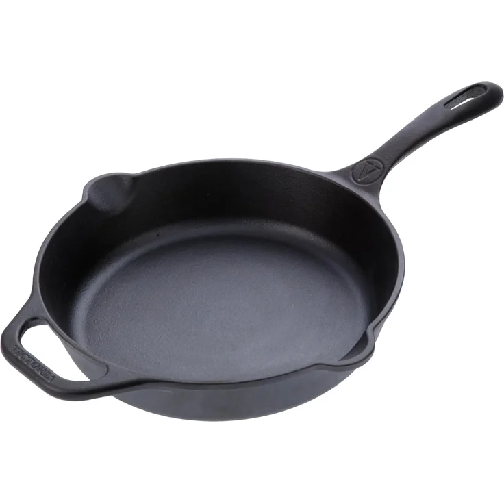 Victoria SKL-210 Cast Iron Skillet. Frying Pan with Long Handle, 10, Black – Bild 1