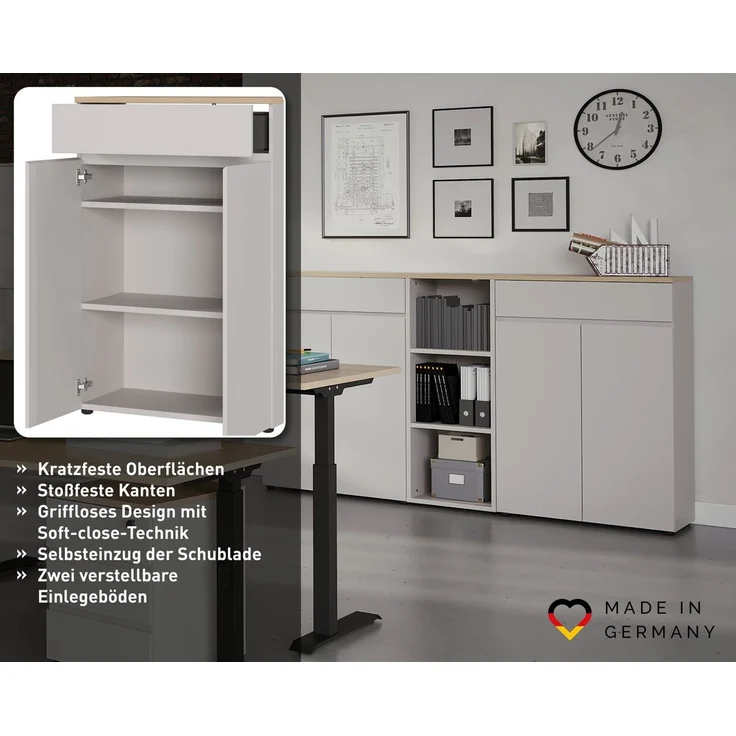 GERMANIA Aktenschrank Lissabon (1-St) 80 x 120 x 40 cm, verstellbare Böden, Soft Close, Made in Germany – Bild 3