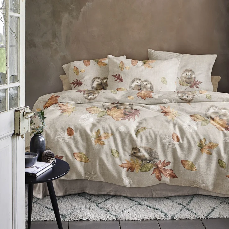 Irisette Biber Bettwäsche Panda 8784-80 Igel Blätter natur 135x200 – Bild 1