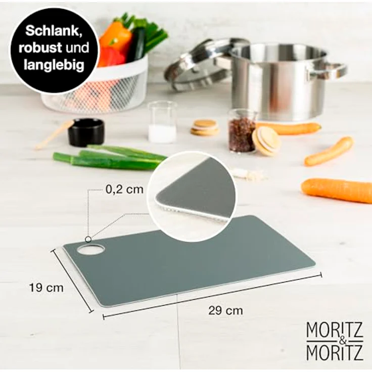 Moritz & Moritz Schneidebrett 4x Schneidematte Küche, Kunststoff, (4er-Set, 4-St), Je 29 x 19 cm - für schnelles Arbeiten – Bild 3