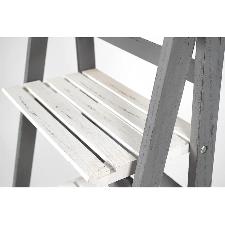 Kobolo Regal Leiterregal im Used Look - WHITE GREY - 4 Böden - Weiß-Grau – Bild 4