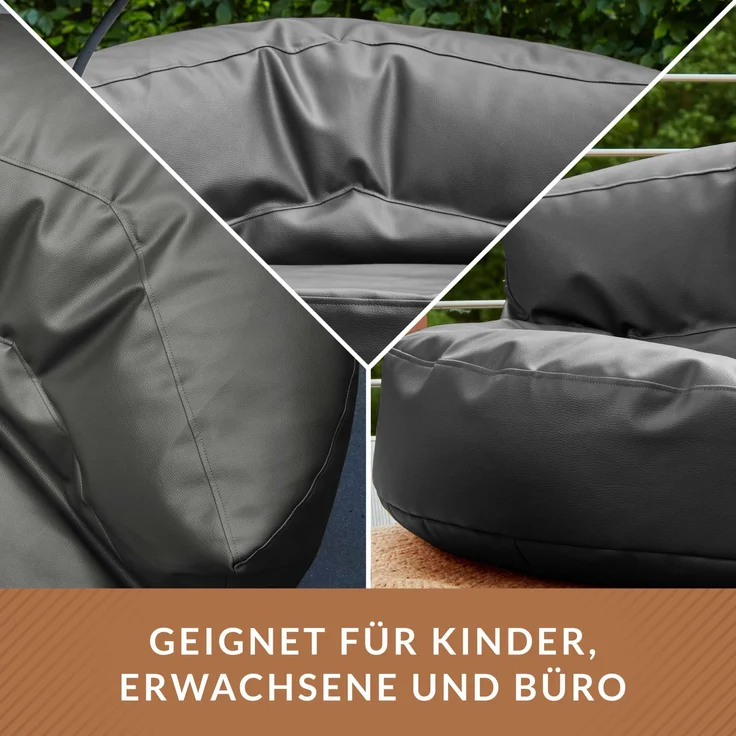 Green Bean Sitzsack Sofa aus Kunstleder mit EPS Perlen Füllung - Lounge im Sitzsack-Design 90 x 50 cm mit ergonomischer Rückenlehne - Dunkelblau – Bild 3