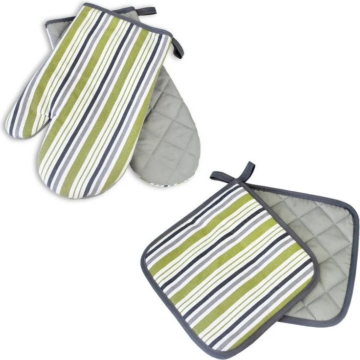 Delindo Lifestyle Topfhandschuhe Ofenhandschuhe, Topflappen, (4er Sparset, 4-tlg, bestehend aus 2x Ofenhandschuh + 2x Topflappen), Hitzebeständig bis 250 °C für maximal 15 Sekunden – Bild 1
