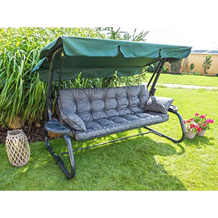 Bjird Bankauflage Pola 100 cm 120 cm 150 cm 180 cm, für Gartenbank und Hollywoodschaukel - inkl. 2 Stück Seitenkissen – Bild 9