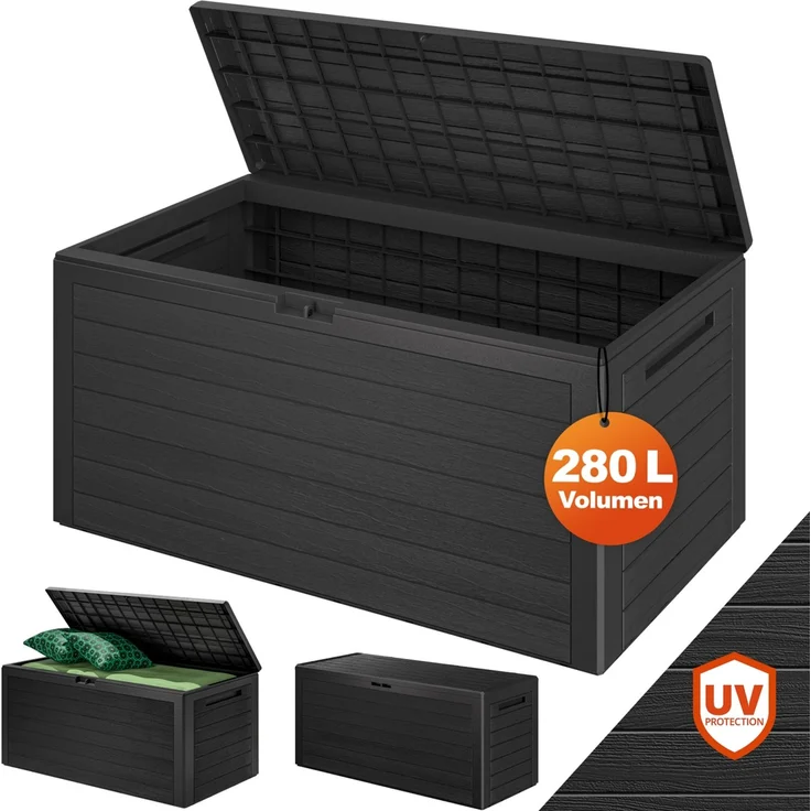 Auflagenbox "Holzoptik" klappbar Deckel 120x46x57cm – Bild 4