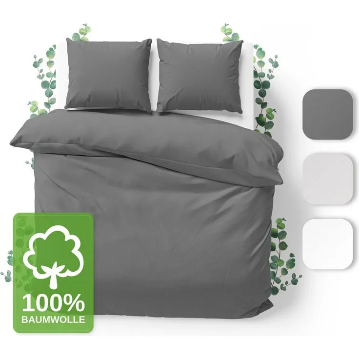 Jacobson Bettwäsche Set - 100% Baumwolle, Perkal, 3 teilig, Erhältlich in den Größen 135x200, 155x220, 200x200, 200x220, 240x220