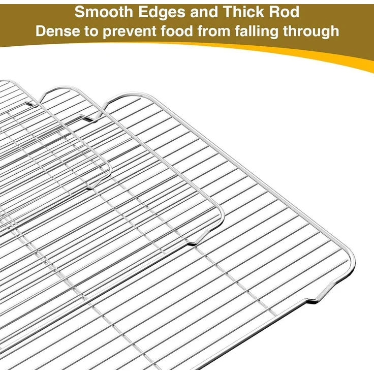 Wildone Backblech Gitter-Set Edelstahl-Backform Kühlgitter 16 12 9 inch – Bild 3